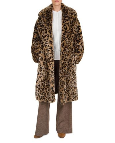 Gerard Darel Synthetic Arianna Leopard Faux - Fur Coat in Brown | Lyst
