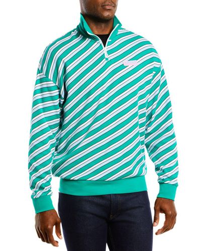 striped half zip sweatshirt