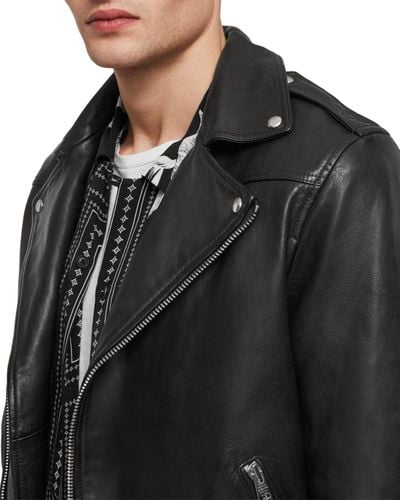 AllSaints Manor Leather Biker Jacket in Black for Men | Lyst