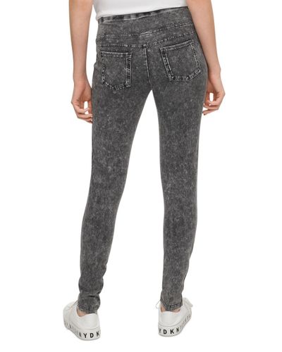 DKNY Cotton Acid Wash Leggings in Black 