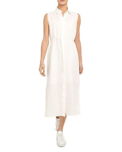Theory Linen Midi Shirt Dress in White - Lyst