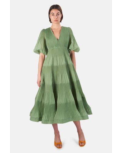 zimmermann pleated long sleeve midi