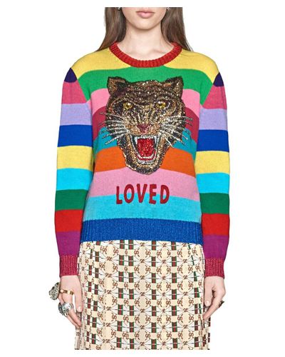 Gucci Wool Loved Tiger Motif Sweater | Lyst