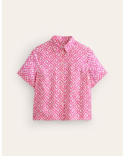 Boden Hazel Short Sleeve Linen Shirt - Pink