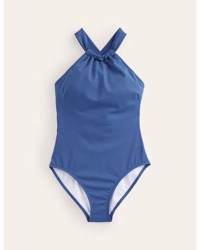 Boden Gather Cross-back Swimsuit - Blue