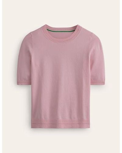 Boden Catriona Baumwoll-T-Shirt Mit Rundhalsausschnitt Damen - Pink