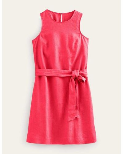 Boden Sleeveless Linen Dress - Pink