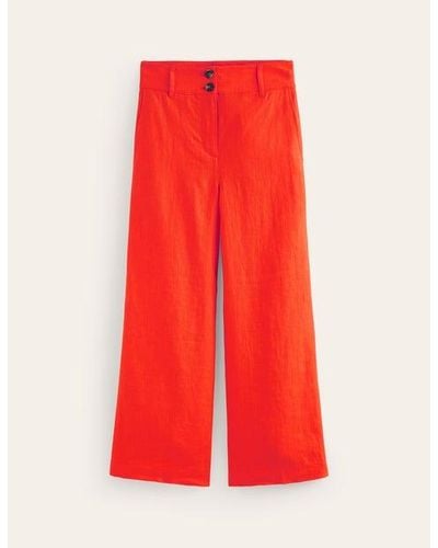 Boden Westbourne Cropped Linen Trousers - Red