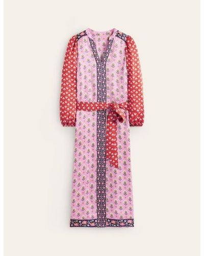 Boden Belted Hotch Midi Dress - Pink