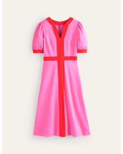 Boden Petra Puff Sleeve Ponte Dress - Pink