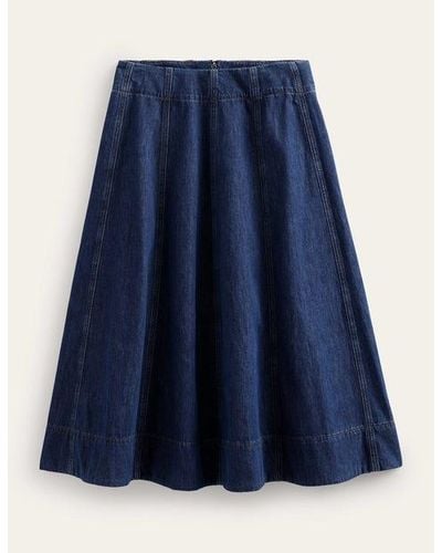 Boden Denim Panelled Skirt - Blue