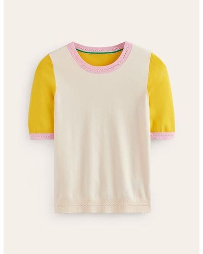 Boden Catriona Baumwoll-T-Shirt Mit Rundhalsausschnitt Damen - Gelb