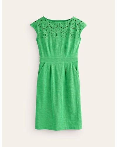 Boden Florrie Broderie Jersey Dress - Green