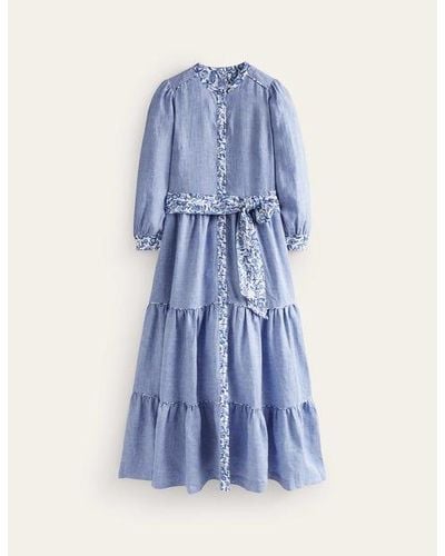 Boden Alba Linen Maxi Dress - Blue