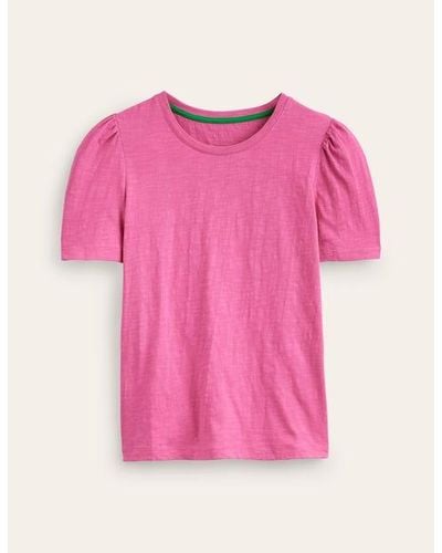 Boden T-Shirt Mit Puffärmeln Aus Baumwolle Damen - Pink