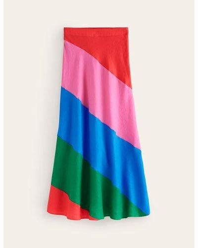 Boden Patchwork Bias-cut Slip Skirt - Pink