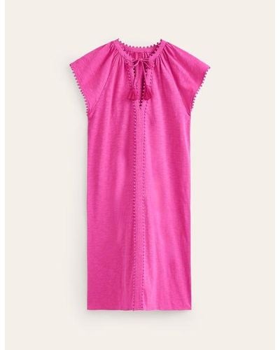Boden Millie Pom Cotton Dress - Pink