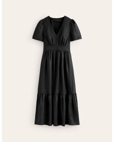 Boden Eve Linen Midi Dress - Black