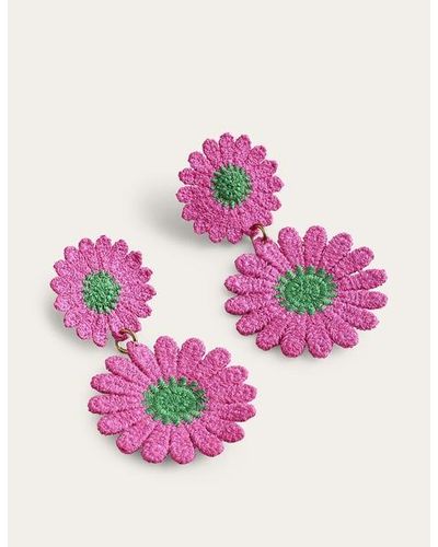 Boden Floral Lace Earrings - Pink