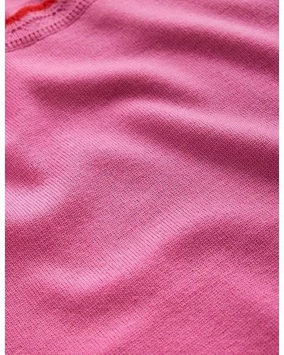 Boden T-Shirt Aus Merinowolle Mit Muschelstrick Damen - Pink