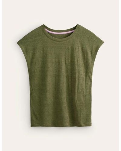 Boden Louisa Crew Neck Linen T-Shirt - Green