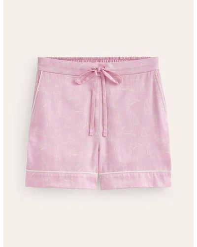 Boden Cotton Sateen Pyjama Shorts - Pink