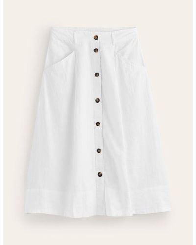 Boden Petra Linen Midi Skirt - White
