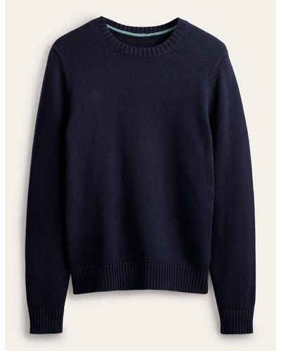 Boden Chunky Cotton Cashmere Crew - Blue