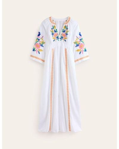 Boden Una Linen Embroidered Dress - Multicolour