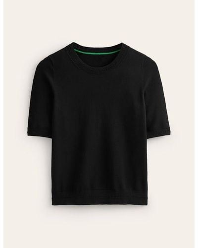 Boden Catriona Cotton Crew T-Shirt - Black