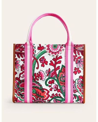 Boden Tilda Canvas Tote Bag Ivory, Fantastical Paisley - Pink