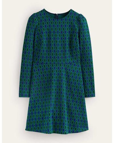 Boden Jacquard A-line Mini Dress Atlantic, Azure Jacquard - Green
