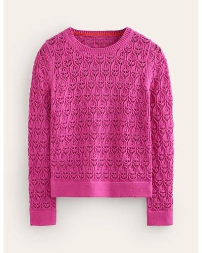 Boden Crochet Knit Jumper - Pink