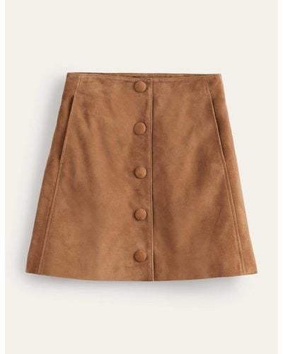 Boden Suede A-line Mini Skirt - Brown