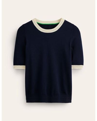 Boden Catriona Cotton Crew T-Shirt - Blue