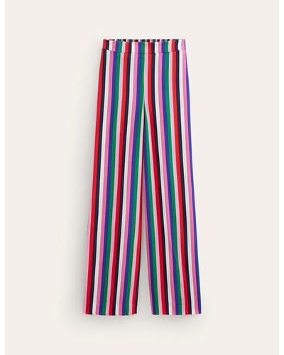 Boden Wide Leg Pull-On Trousers Multi - Red