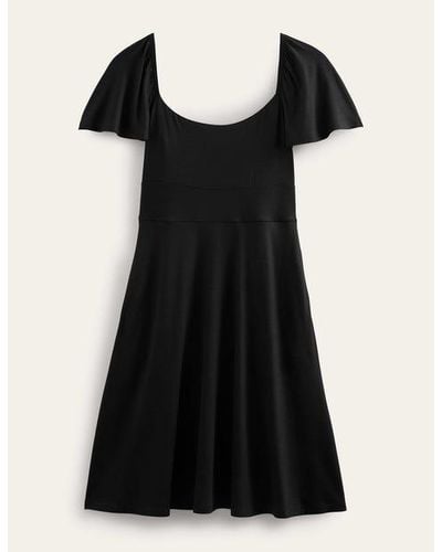 Boden Square Neck Jersey Mini Dress - Black