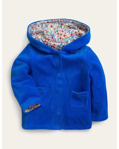 Boden Jersey Velvet Hooded Jacket Baby - Blue