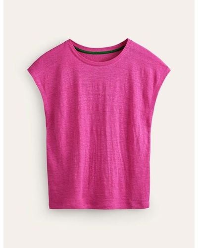 Boden Louisa Leinen-T-Shirt Mit Rundhalsausschnitt Damen - Pink