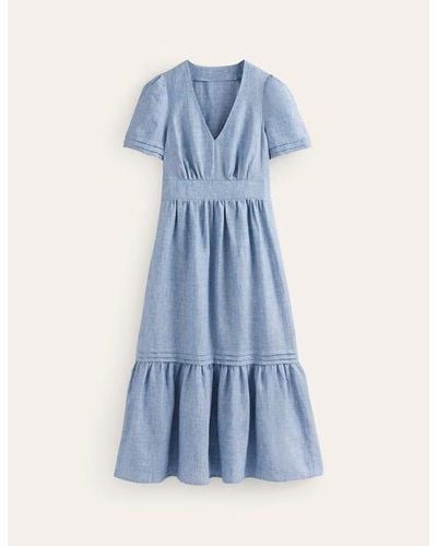 Boden Eve Linen Midi Dress - Blue