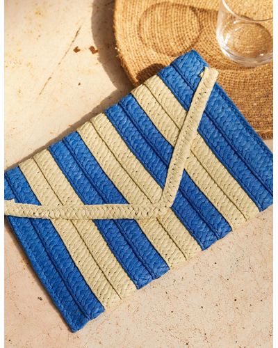 Boden Striped Envelope Clutch Bell Stripe - Blue