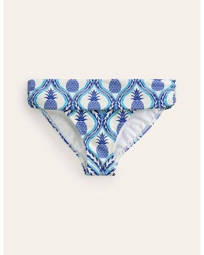 Boden Levanzo Fold Bikini Bottoms Surf The Web, Pineapple Wave - Blue