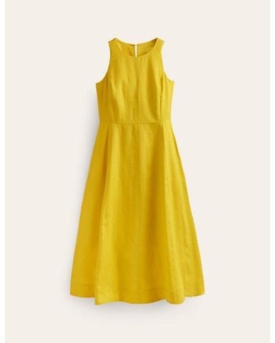 Boden Carla Linen Midi Dress - Yellow