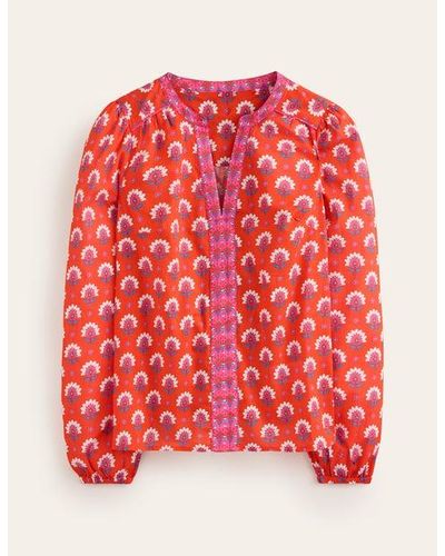 Boden Cotton Printed Top - Red