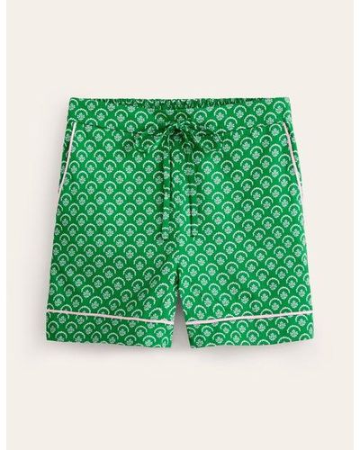 Boden Schlafanzug-Shorts Aus Baumwollsatin Damen - Grün