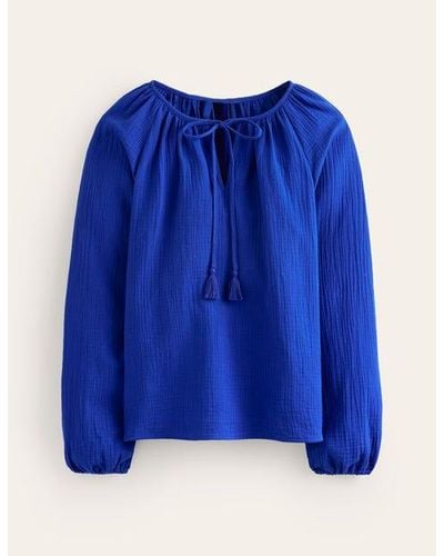 Boden Serena Double Cloth Blouse - Blue
