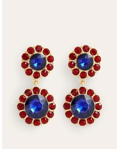 Boden Embellished Flower Earrings - Blue