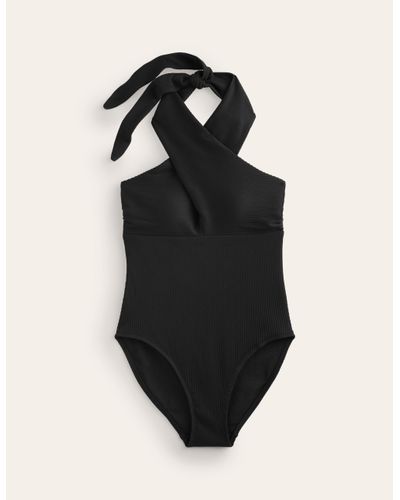 Boden Cross Front Halter Swimsuit - Black