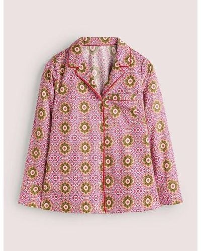 Boden Bequemes Baumwollschlafanzughemd Damen - Pink