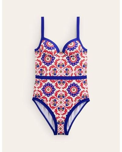 Boden Colour Pop Cup Size Swimsuit Rubicondo, Mosaic Bloom - Pink